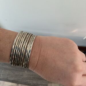 Chic Silver Textured Bracelet